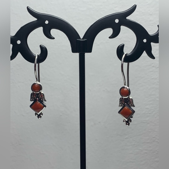 Silpada RARE HTF Sterling Silver Mediterranean Coral Vine French Wire Earrings - Picture 7 of 16